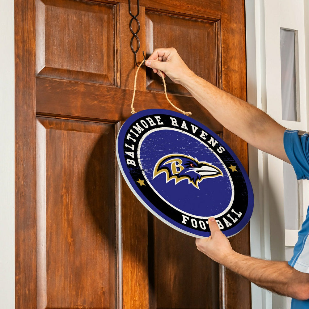 Baltimore Ravens Round Door Décor with Hanging Rope, 18x18 - NFL Home