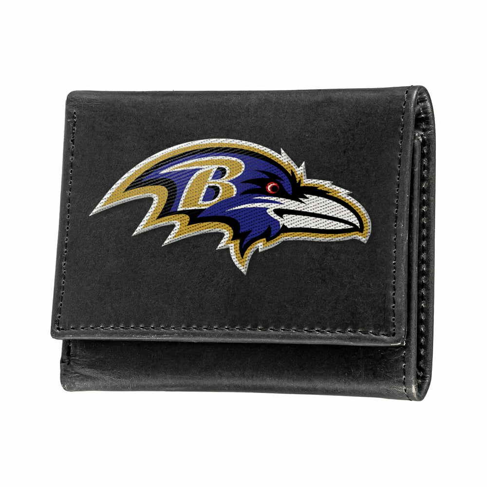 Baltimore Ravens Black Tri-Fold Embroidered Wallet w/ RFID Blocking - NFL Home