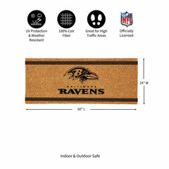 Baltimore Ravens Extra Large One Color Coir Mat, 60"x24" - NFL