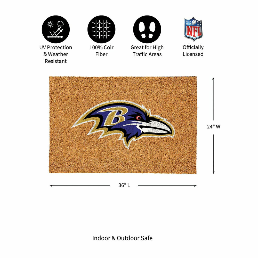 Baltimore Ravens Large Full Color Coir Mat, 36"x24" - NFL