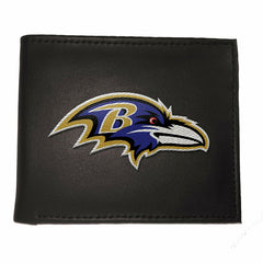 Baltimore Ravens Black Bi-Fold Embroidered Wallet w/ RFID Blocking - NFL Home