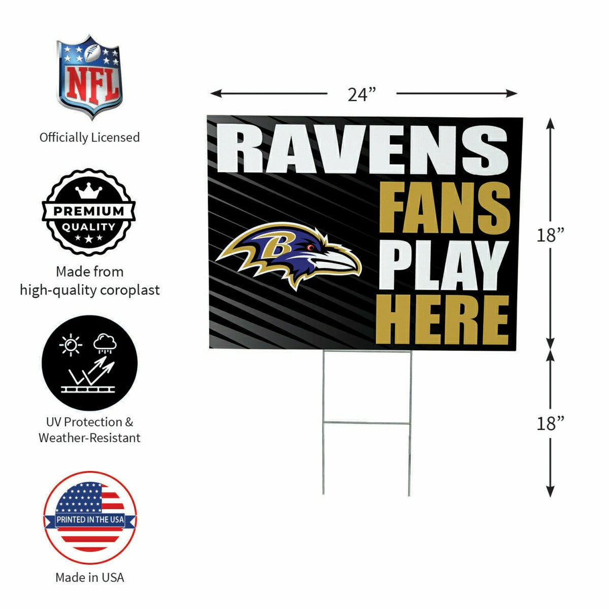 Baltimore Ravens Coroplast Yard Sign "Fans Play Here" - NFL Home