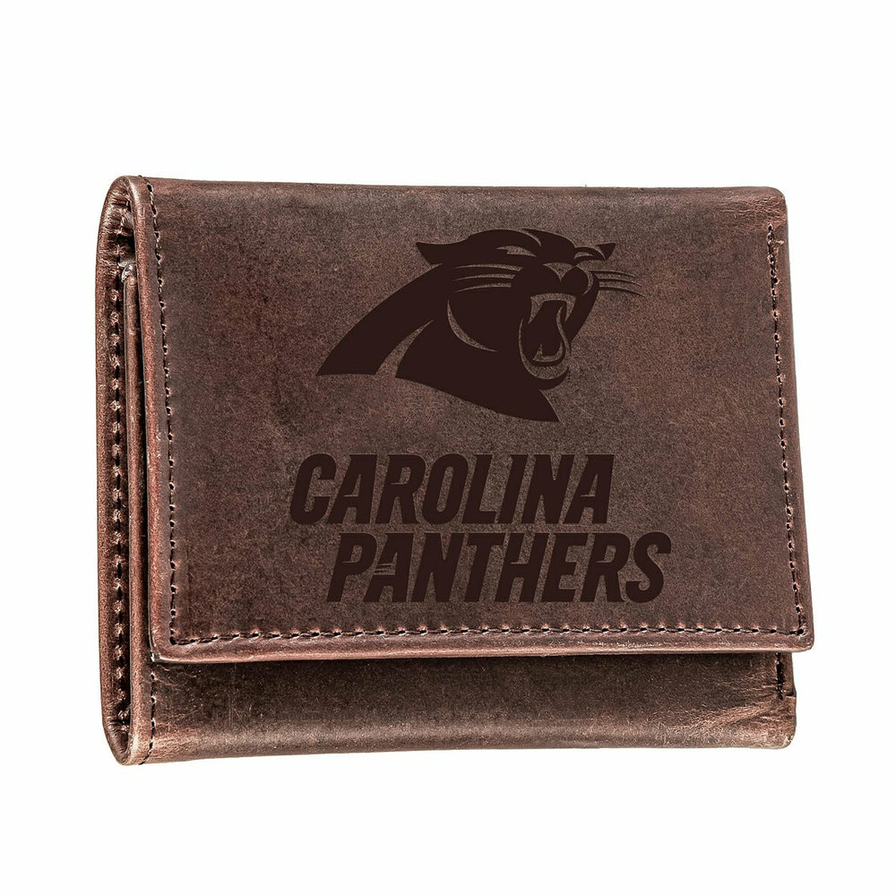 Carolina Panthers, Tri-Fold Wallet, Brown, CH, 100% Genuine Leather - NFL Home