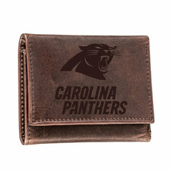 Carolina Panthers, Tri-Fold Wallet, Brown, CH, 100% Genuine Leather - NFL Home