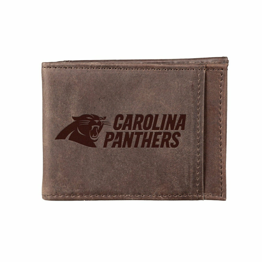 Front Pocket Wallet w/ RFID Blocking, Carolina Panthers, Brown - NFL Home