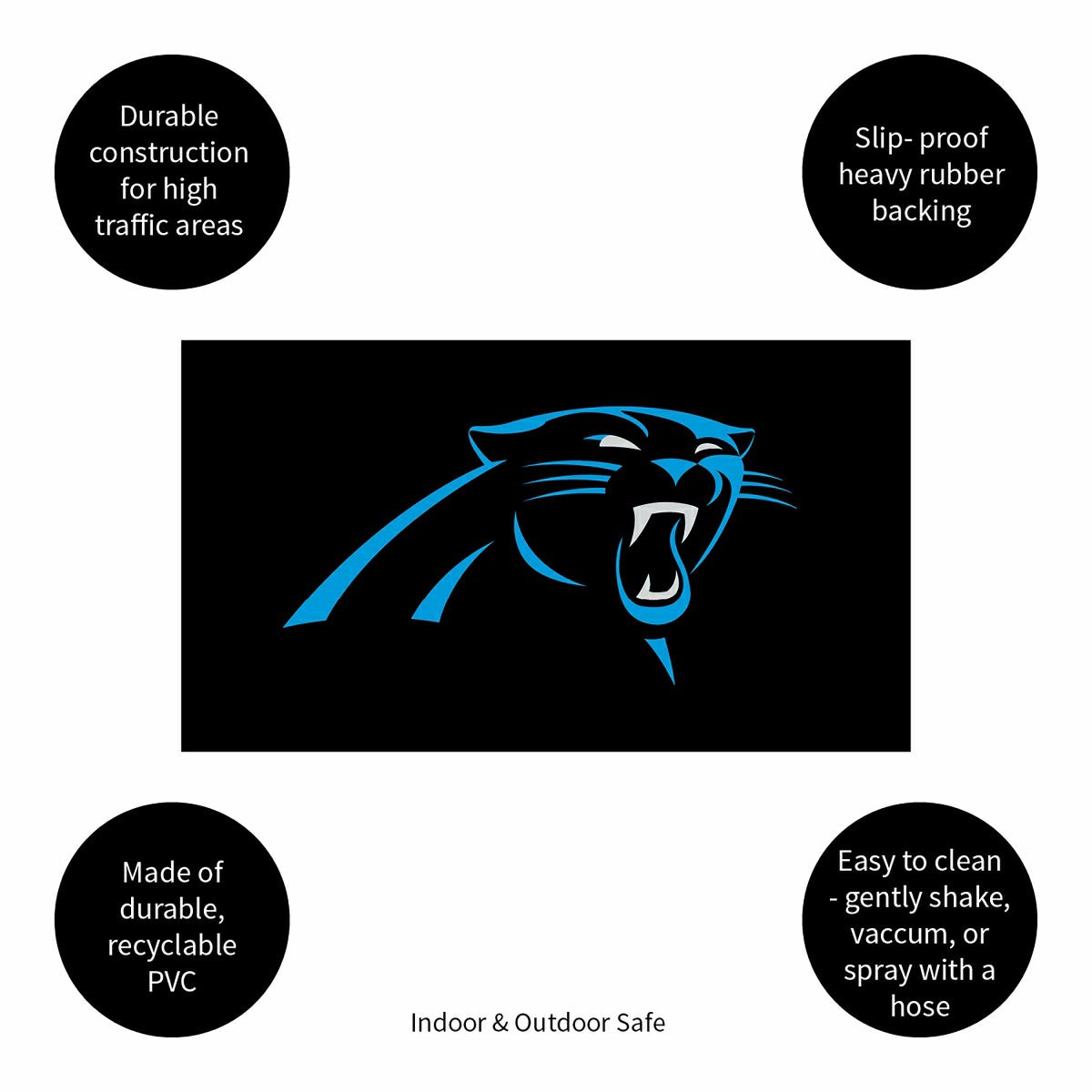 Full Color PVC Mat, 16" x 28", Carolina Panthers - NFL