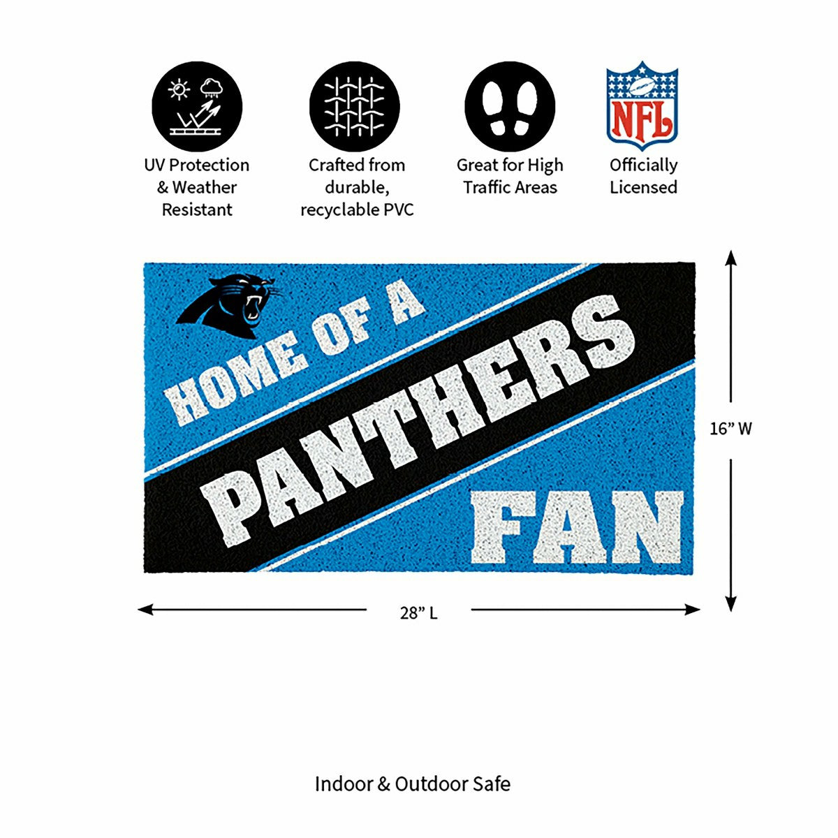 Carolina Panthers, PVC Mat COLOR, Home of a Fan - NFL