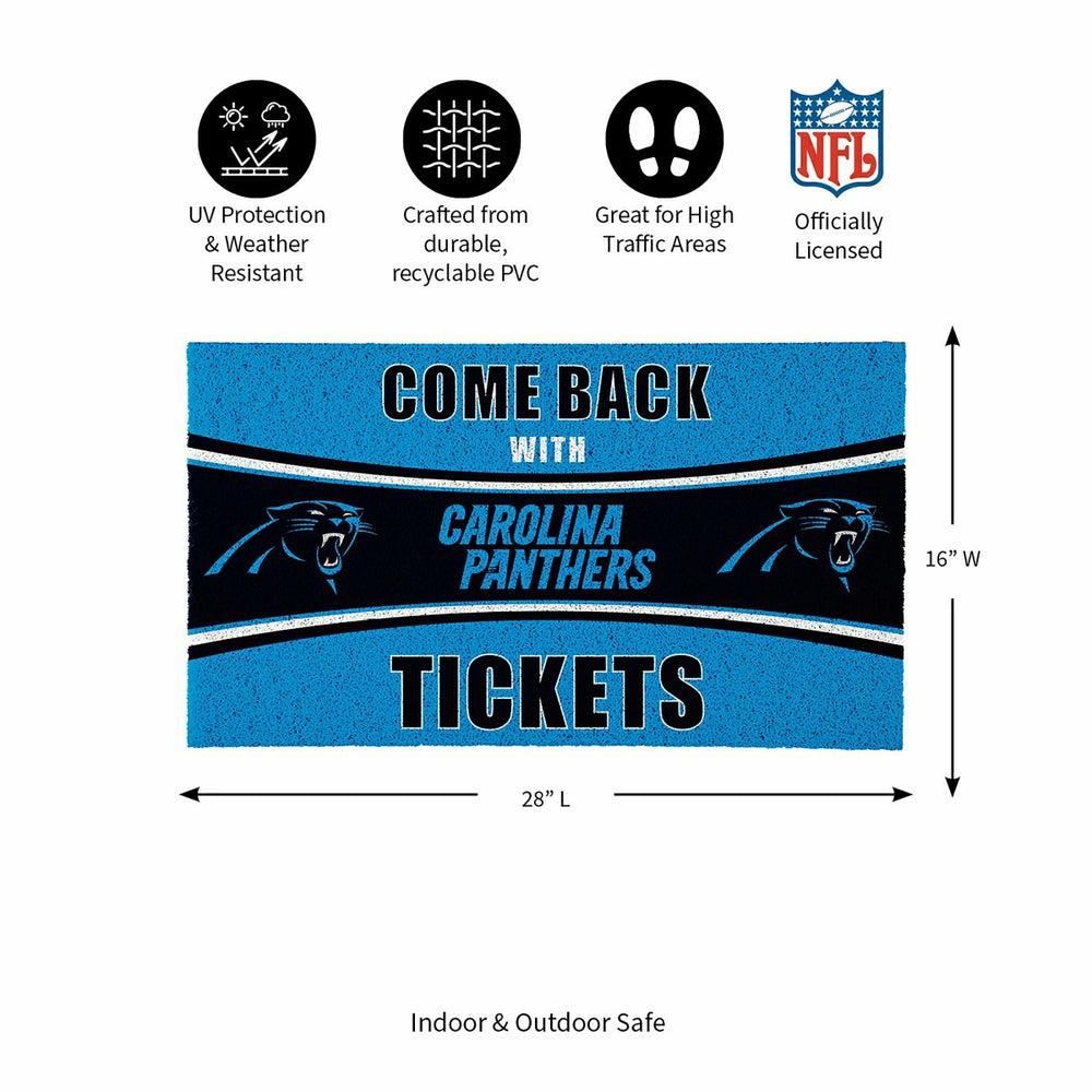 28" x 16" PVC Trapper Mat, Come Back with Tickets, Carolina Panthers - NFL