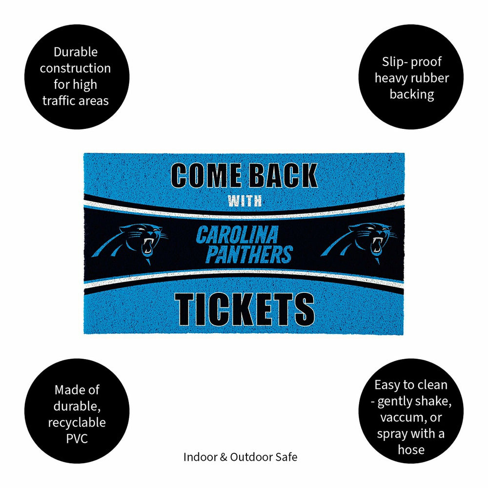 28" x 16" PVC Trapper Mat, Come Back with Tickets, Carolina Panthers - NFL