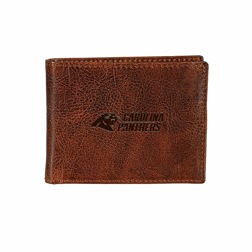 Carolina Panthers, Embossed 100% Genuine Tumbled Leather Passcase Bi-F - NFL Home
