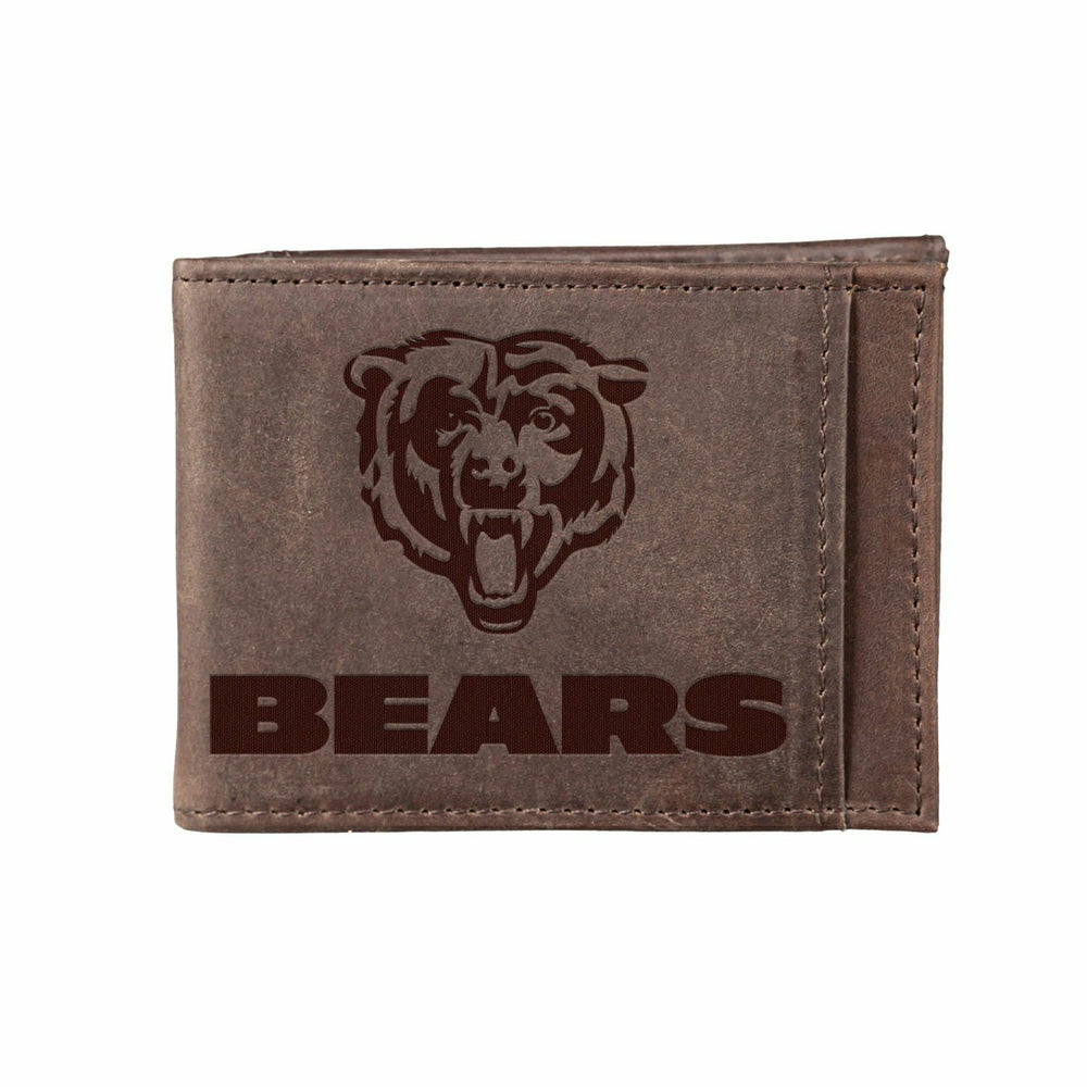 Front Pocket Wallet w/ RFID Blocking, Chicago Bears, Brown - NFL Home