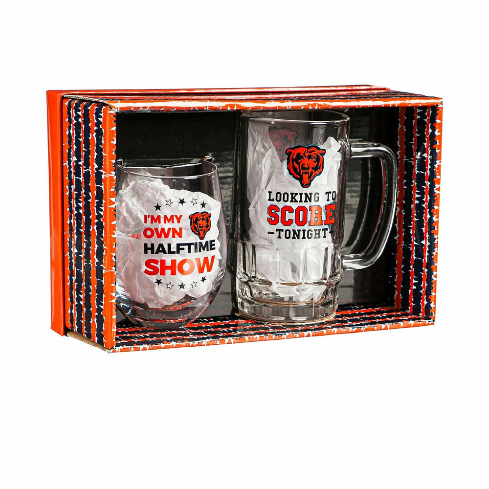 Chicago Bears, Stemless 17OZ Wine & Beer 16 OZ Gift Set - NFL Home