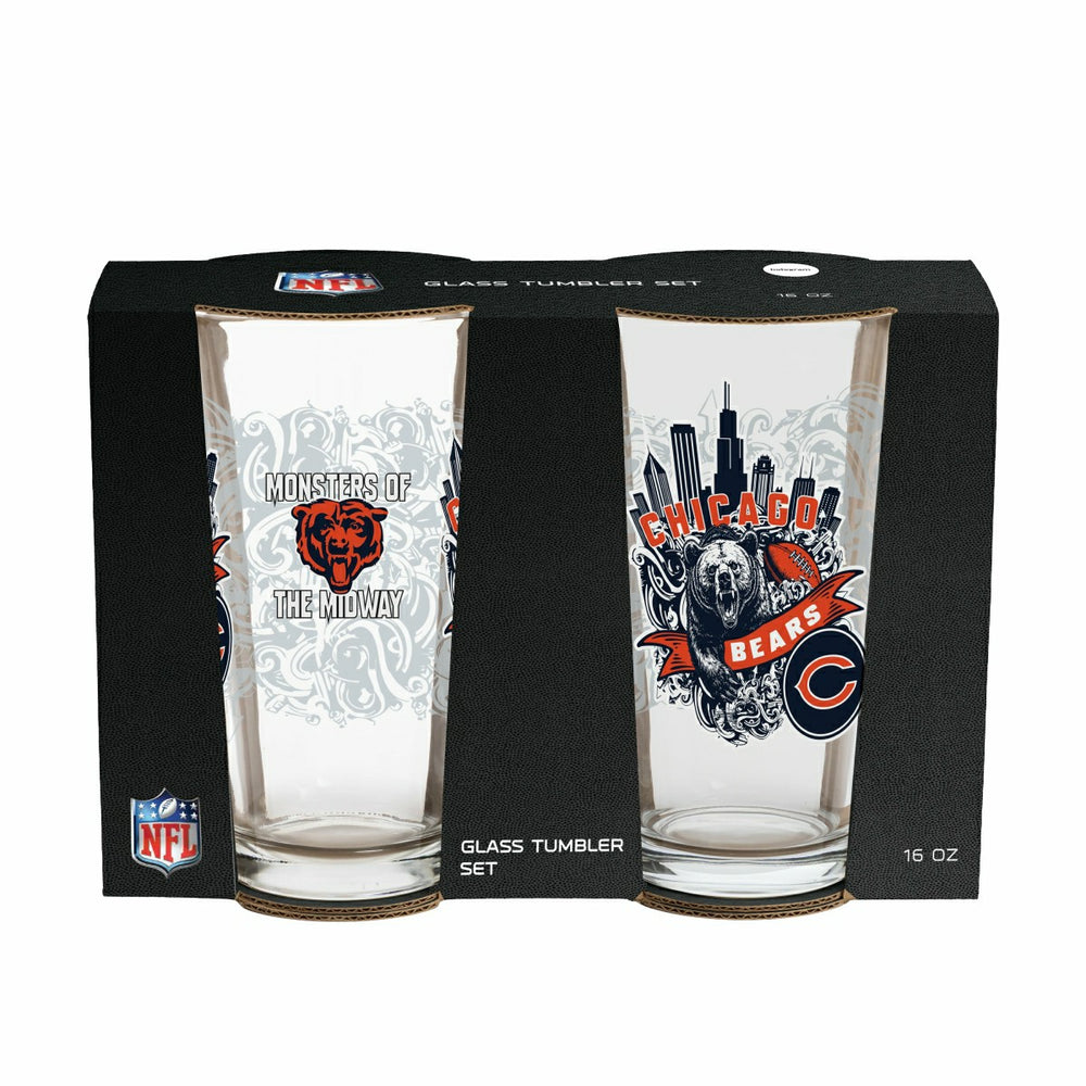 Chicago Bears 16oz Glass pint, Set of 2 - NFL Home