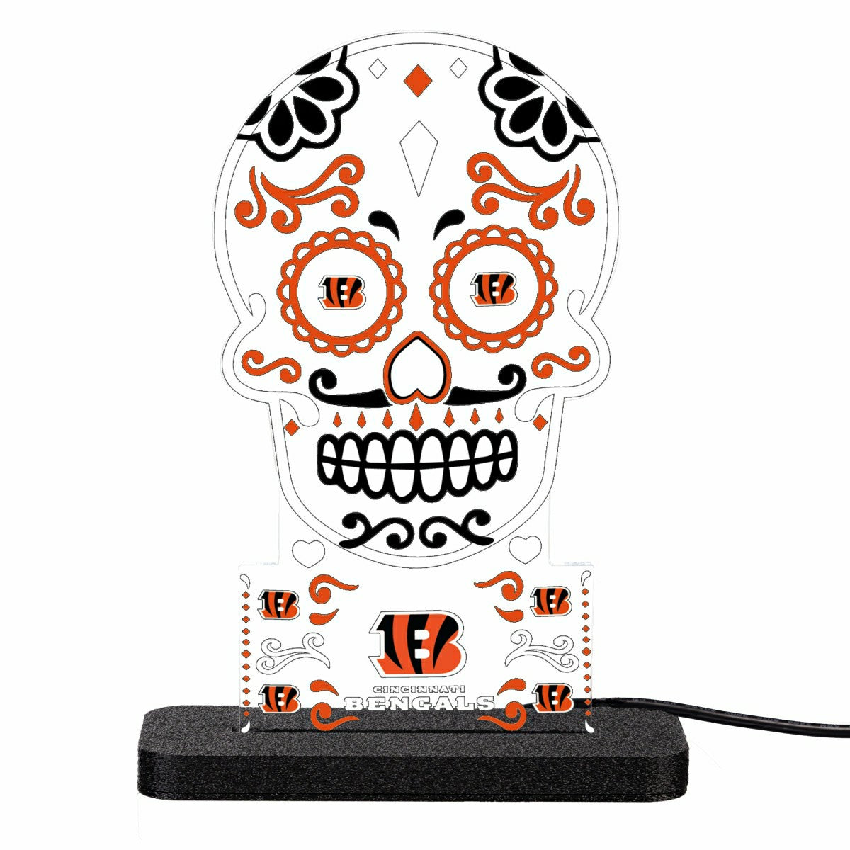 Cincinnati Bengals NFL Football Sugar Skull Desklite LED Decor - NFL Home