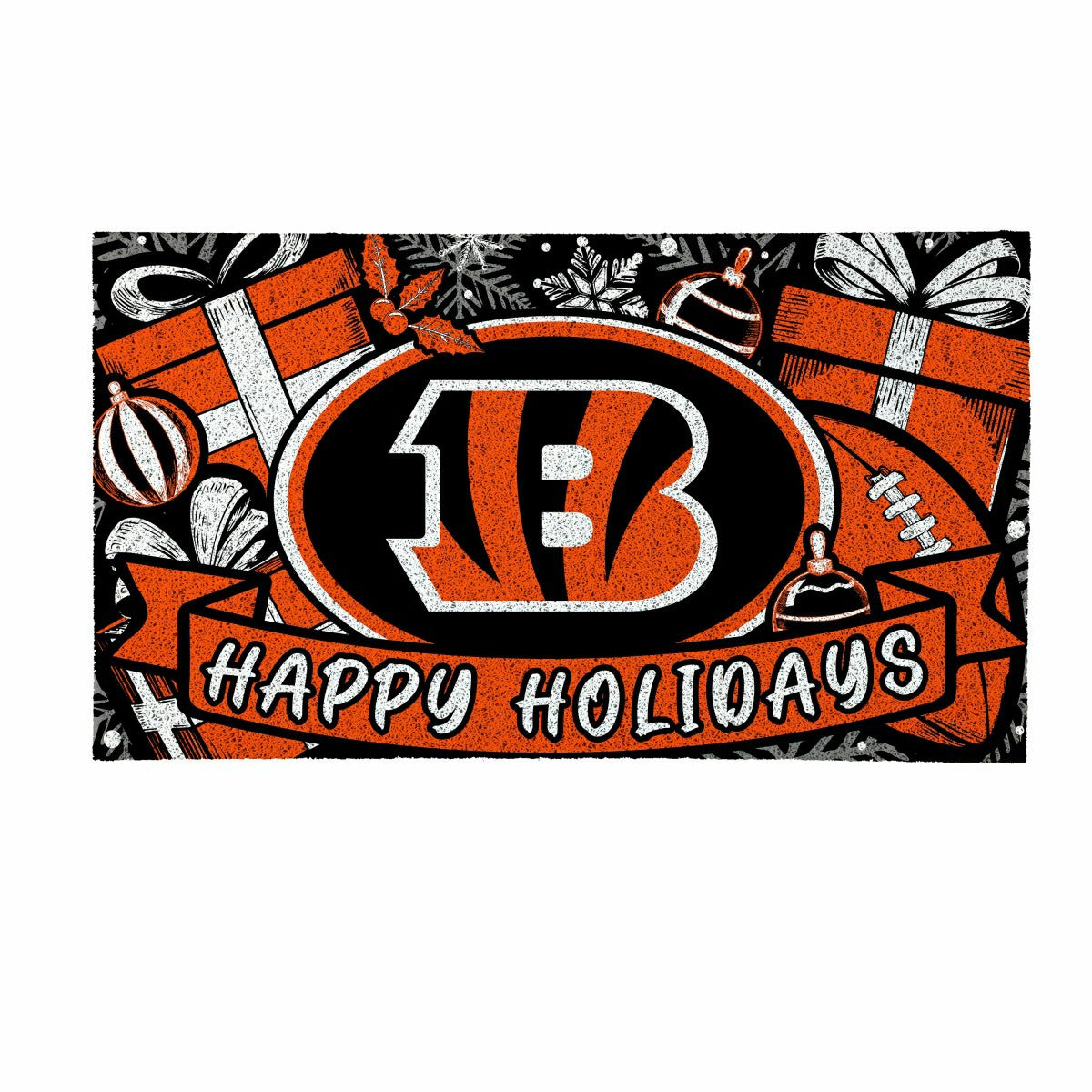 Cincinnati Bengals Holiday PVC Mat, 28"x16" - NFL