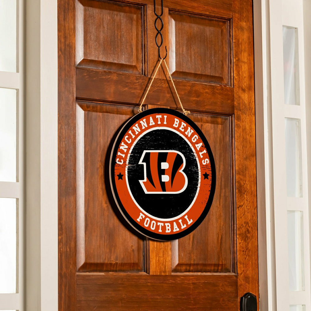 Cincinnati Bengals Round Door Décor with Hanging Rope, 18x18 - NFL Home