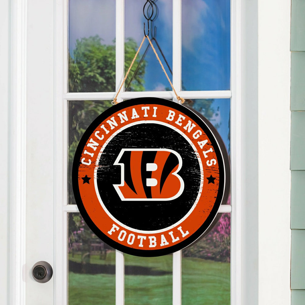 Cincinnati Bengals Round Door Décor with Hanging Rope, 18x18 - NFL Home