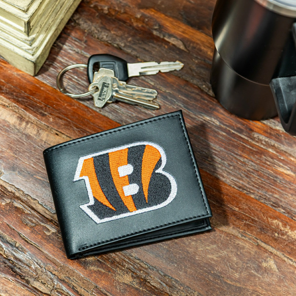 Cincinnati Bengals Black Bi-Fold Embroidered Wallet w/ RFID Blocking - NFL Home