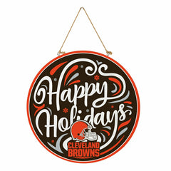 Cleveland Browns Holiday Round Door Décor with Hanging Rope, 18x18 - NFL Home