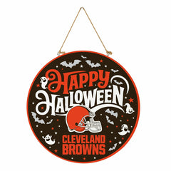 Cleveland Browns Halloween Round Door Décor with Hanging Rope, 18x18 - NFL Home