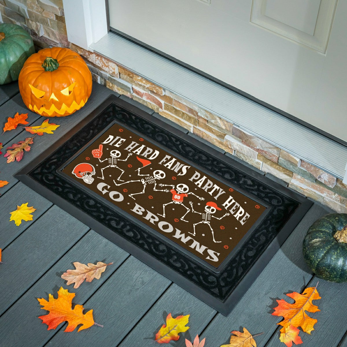 Cleveland Browns Flocked Coir Halloween Sassafras Switch Mat, 22"x10" - NFL