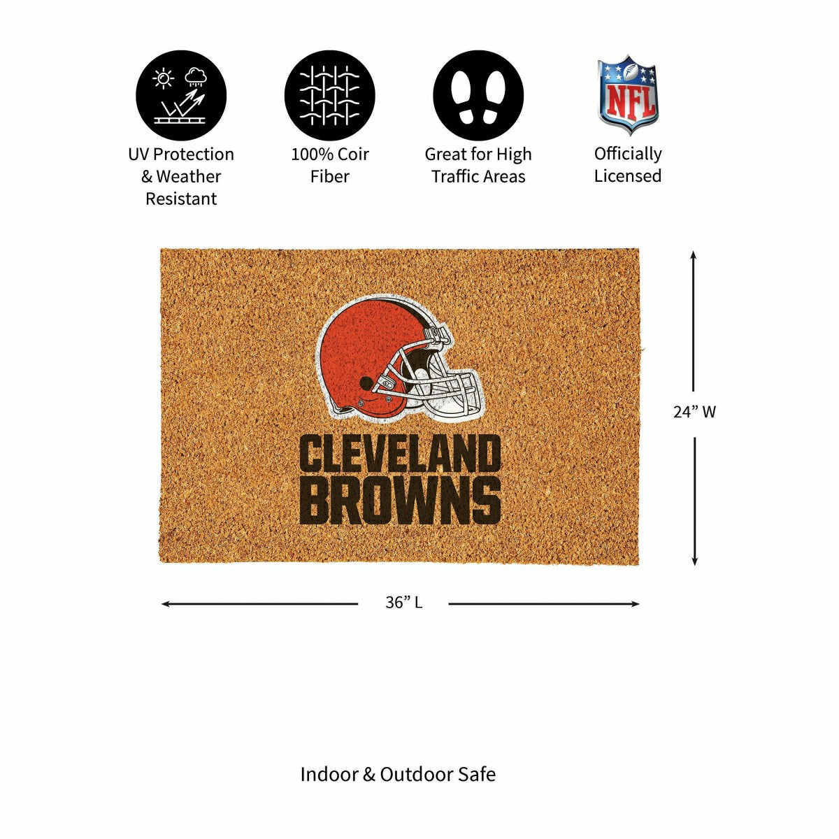 Cleveland Browns Large Full Color Coir Mat, 36"x24" - NFL