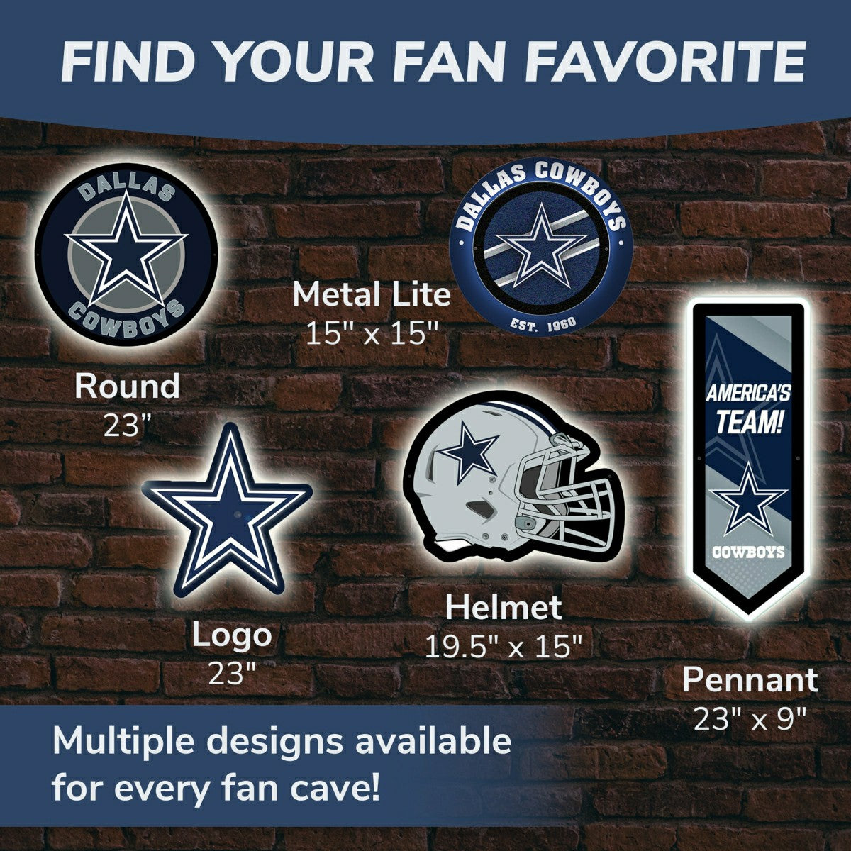 Dallas Cowboys, Metal Lite, Round - NFL