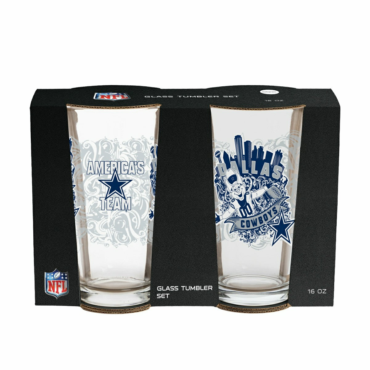 Dallas Cowboys 16oz Glass pint, Set of 2 - NFL Home