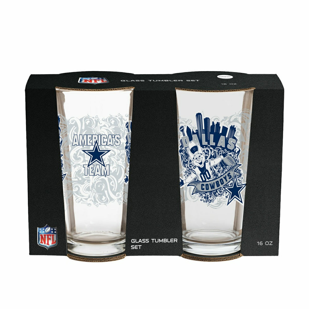 Dallas Cowboys 16oz Glass pint, Set of 2 - NFL Home