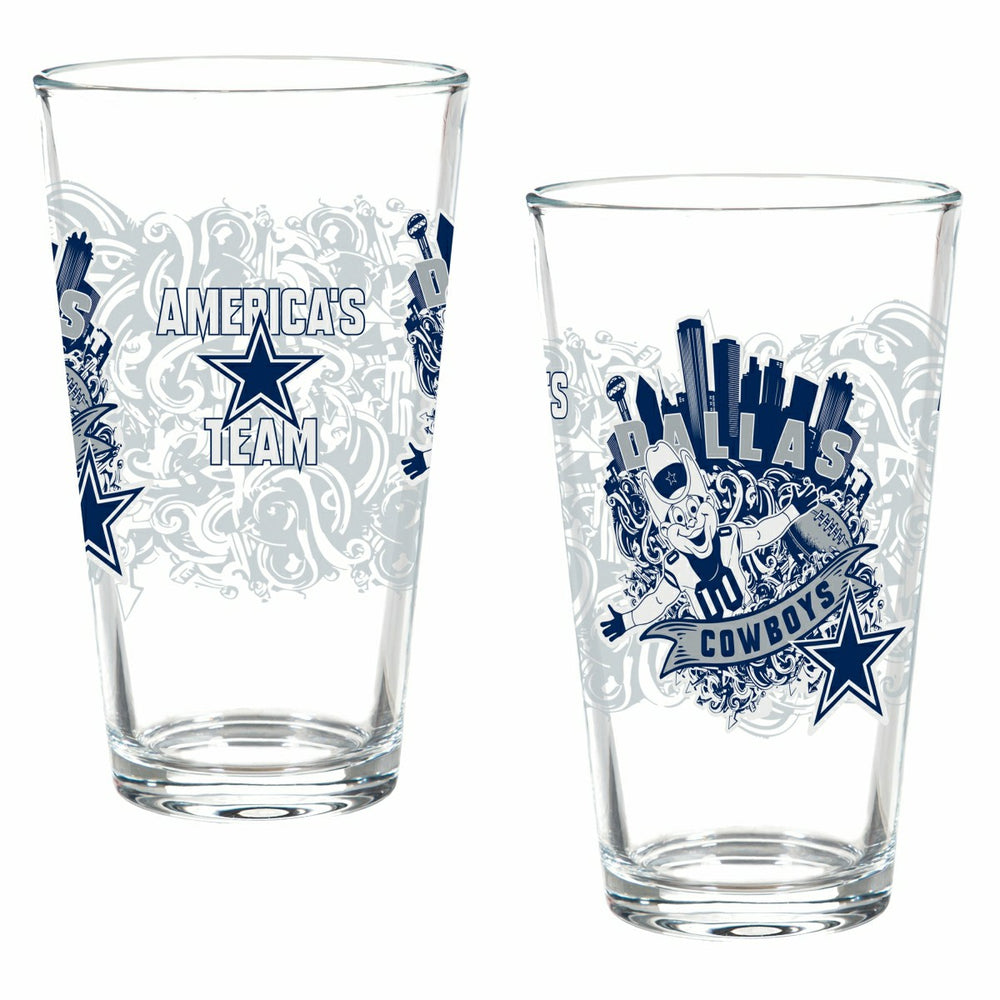 Dallas Cowboys 16oz Glass pint, Set of 2 - NFL Home