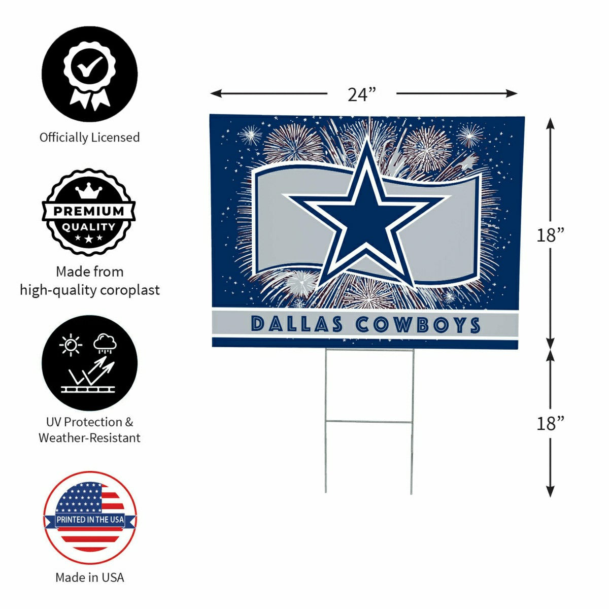 Dallas Cowboys Yard Sign, Patriotic - NFL Home