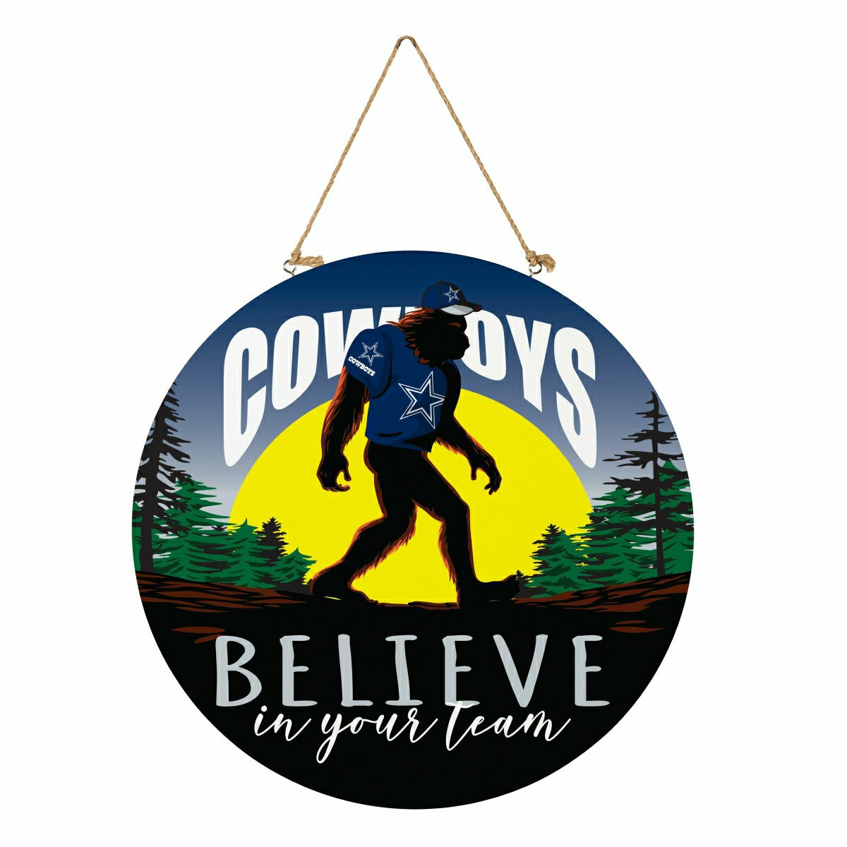 Dallas Cowboys Bigfoot Round Door Décor with Hanging Rope, 18x18 - NFL Home