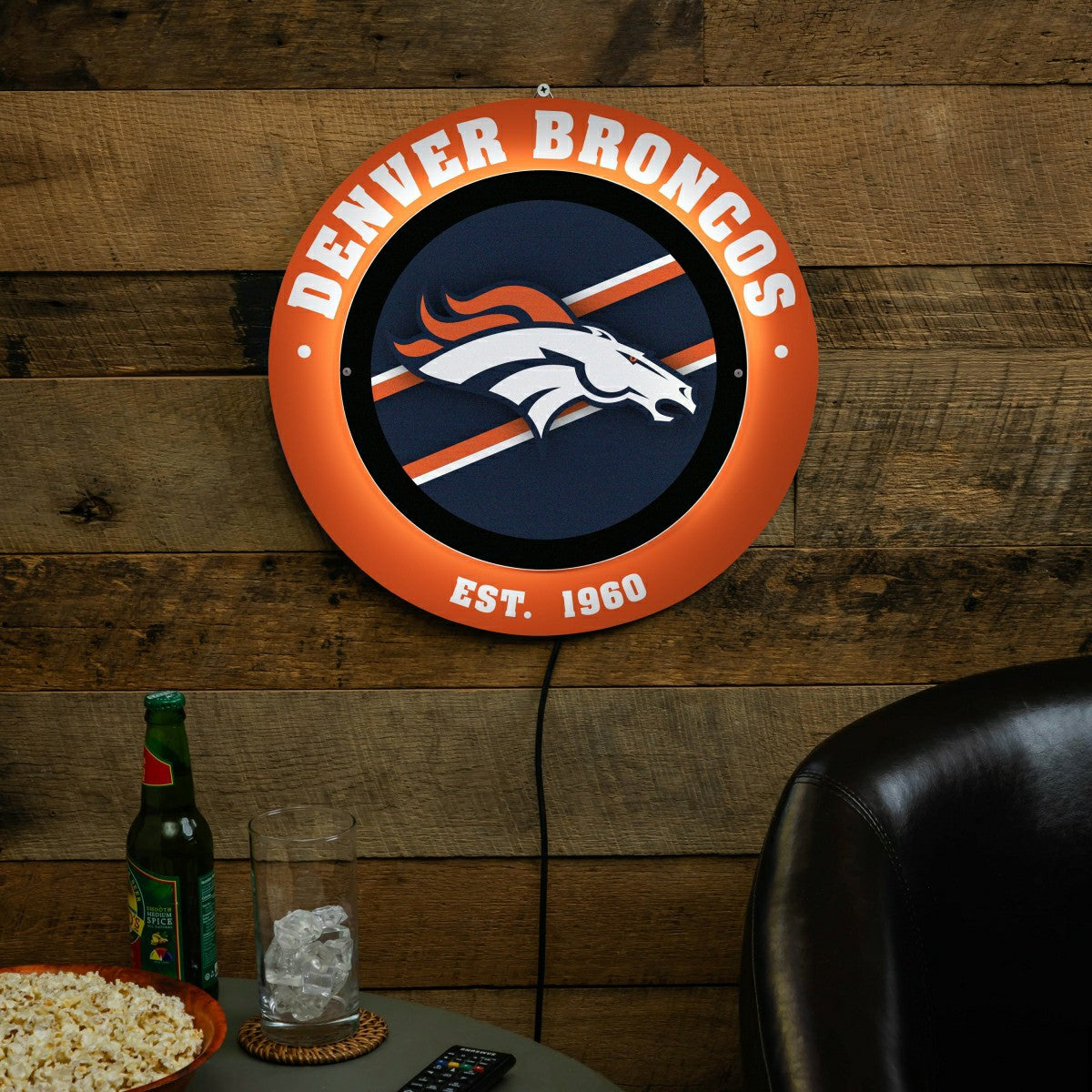 Denver Broncos, Metal Lite, Round - NFL