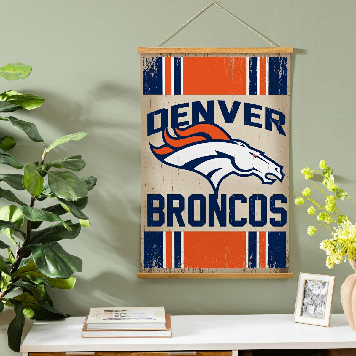 Denver Broncos, Canvas Wall Tapestry, Medium, 36x24 - NFL Home