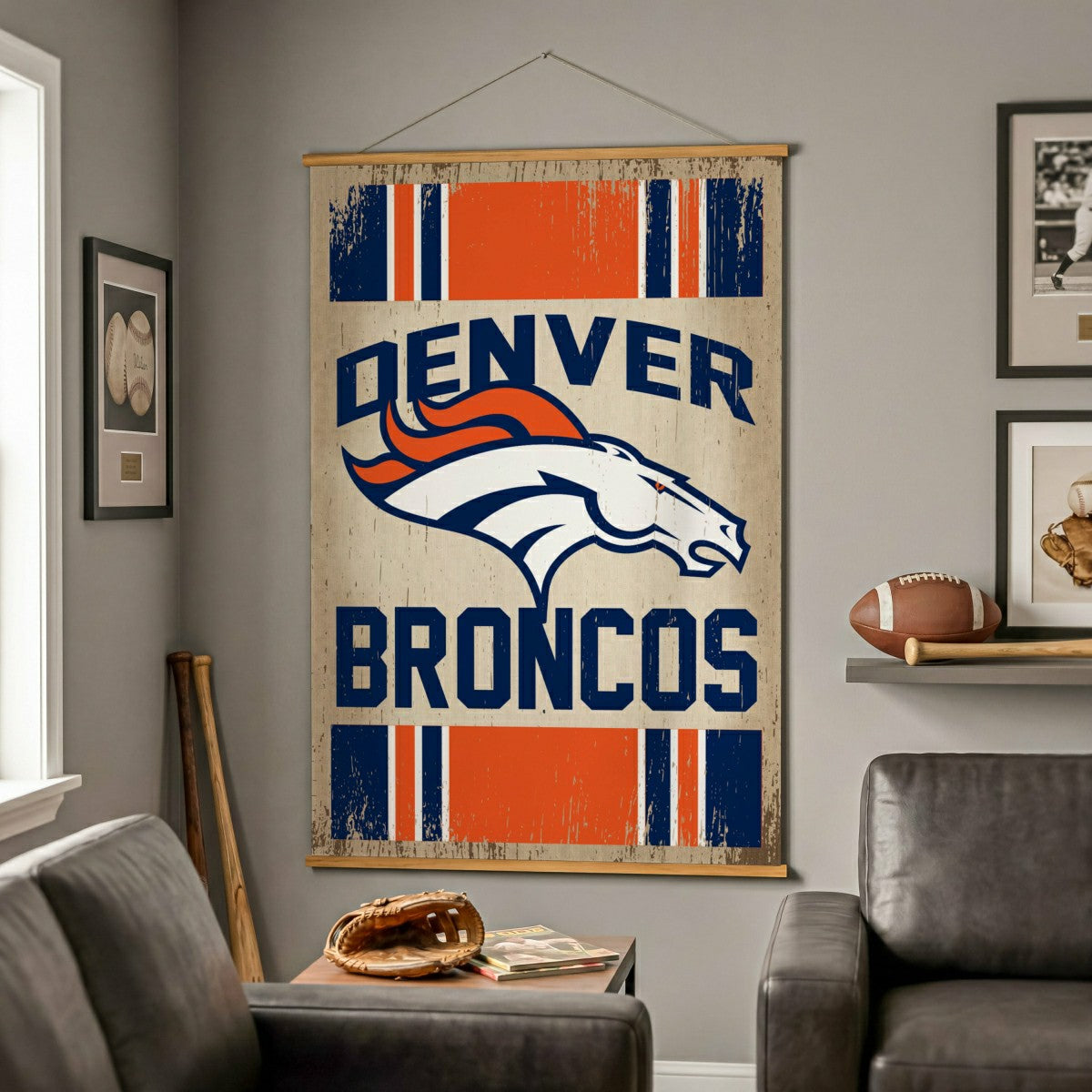Denver Broncos, Canvas Wall Tapestry, Large, 54x36 - NFL Home