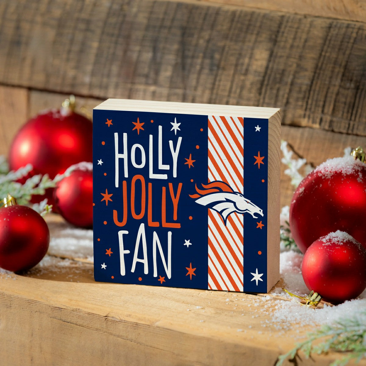 Denver Broncos Block, Holiday, 6x6 - NFL Home