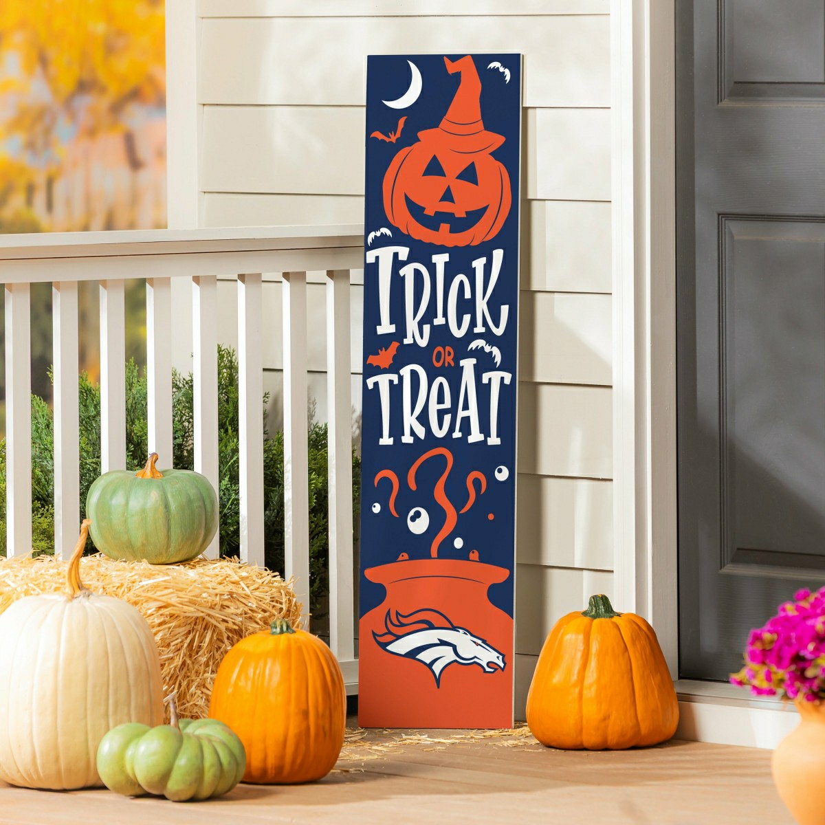 Denver Broncos 47" Double Sided Leaner, Halloween - NFL Home