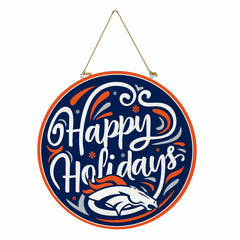 Denver Broncos Holiday Round Door Décor with Hanging Rope, 18x18 - NFL Home