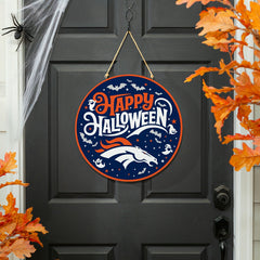 Denver Broncos Halloween Round Door Décor with Hanging Rope, 18x18 - NFL Home
