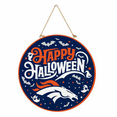 Denver Broncos Halloween Round Door Décor with Hanging Rope, 18x18 - NFL Home