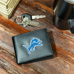 Detroit Lions Black Bi-Fold Embroidered Wallet w/ RFID Blocking - NFL Home