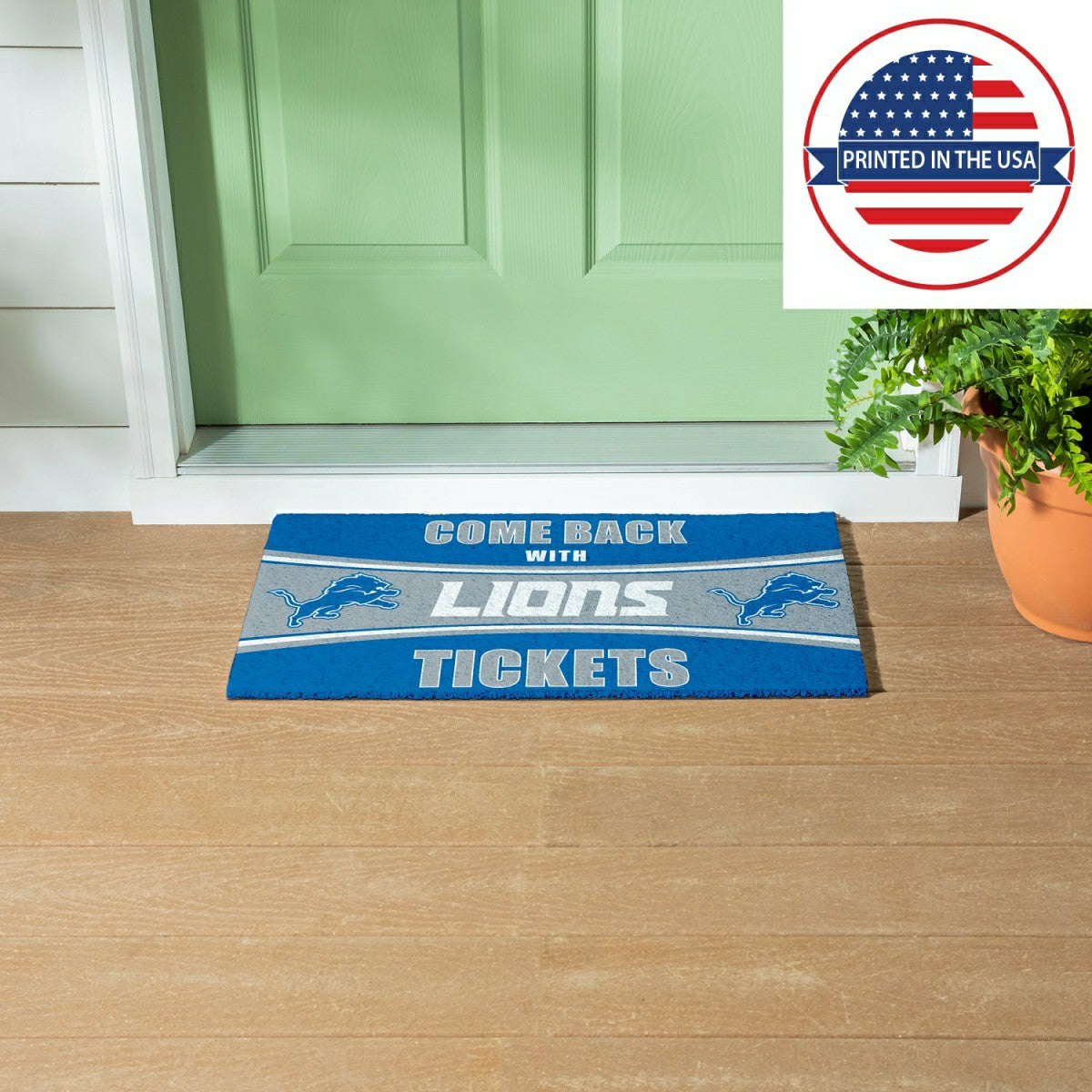28" x 16" PVC Trapper Mat, Come Back with Tickets, Detroit Lions - NFL