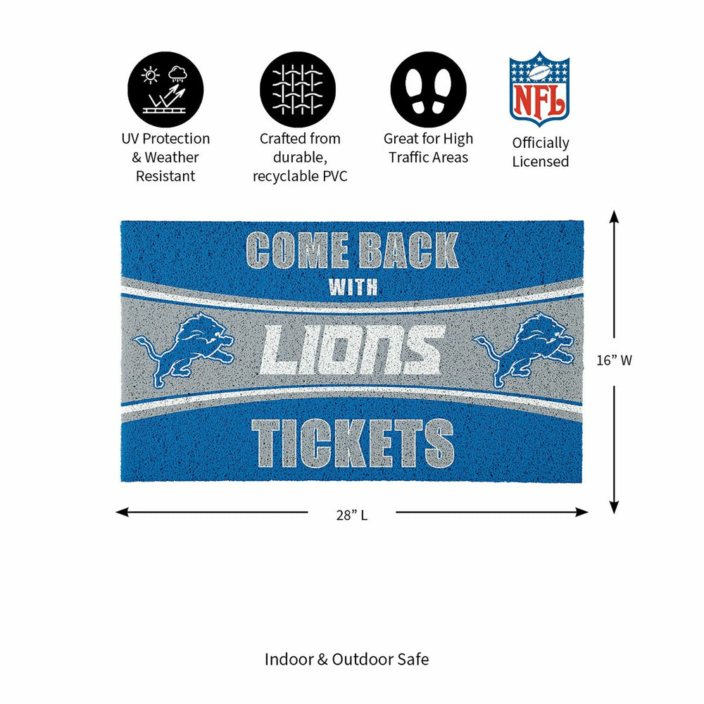 28" x 16" PVC Trapper Mat, Come Back with Tickets, Detroit Lions - NFL