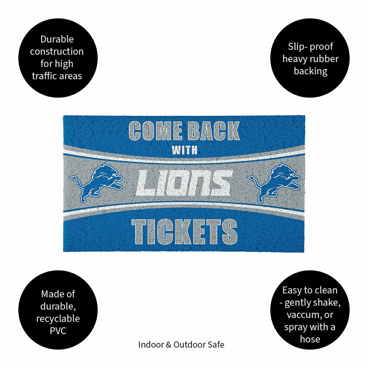 28" x 16" PVC Trapper Mat, Come Back with Tickets, Detroit Lions - NFL