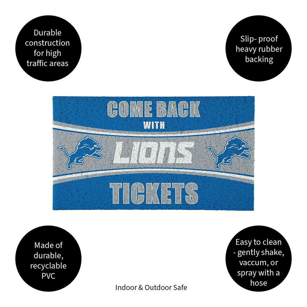 28" x 16" PVC Trapper Mat, Come Back with Tickets, Detroit Lions - NFL