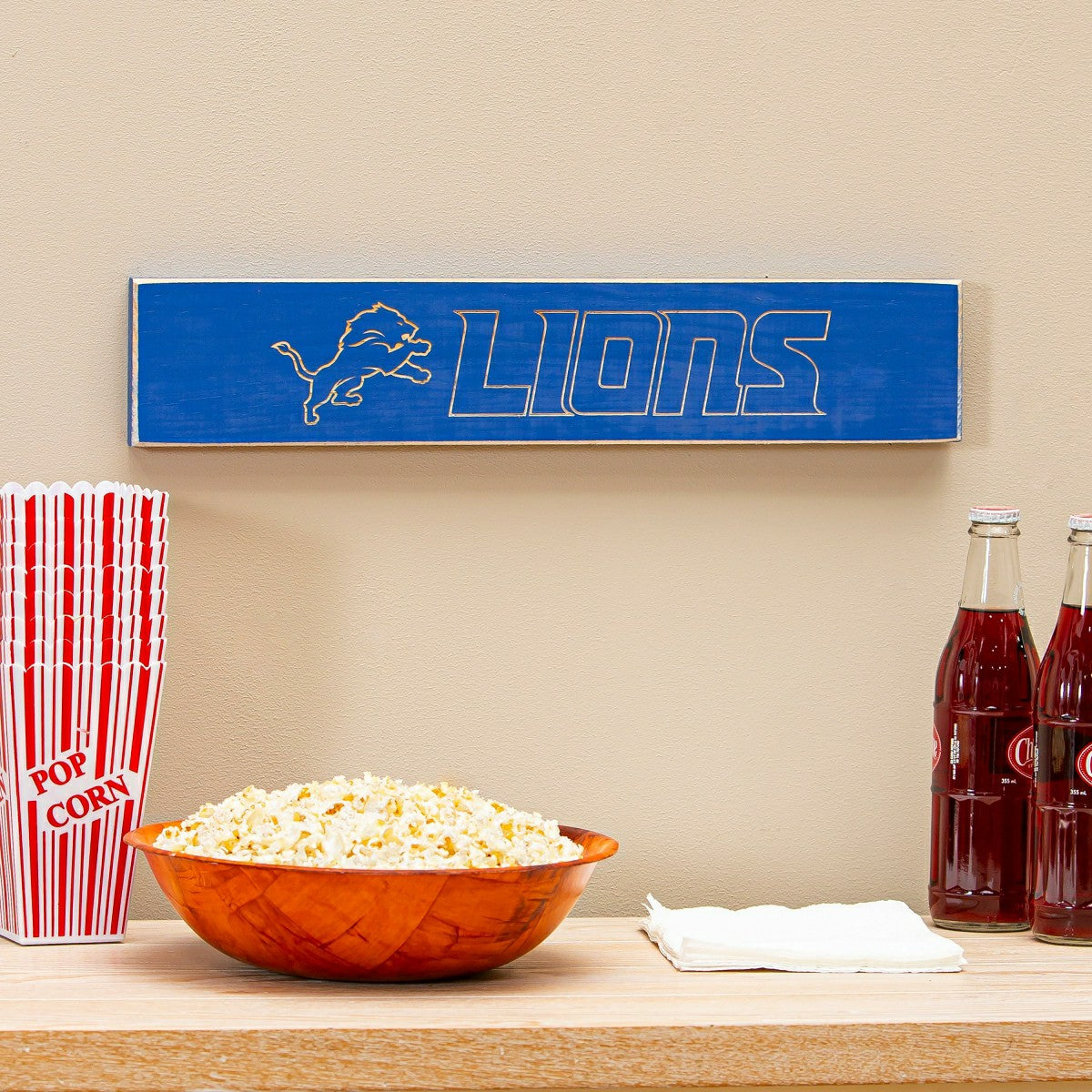 Detroit Lions Engraved Wood Sign, 3.5" x 18" - NFL Home