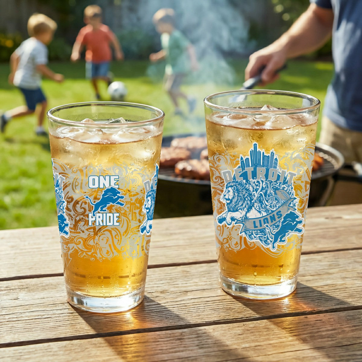 Detroit Lions 16oz Glass pint, Set of 2 - NFL Home