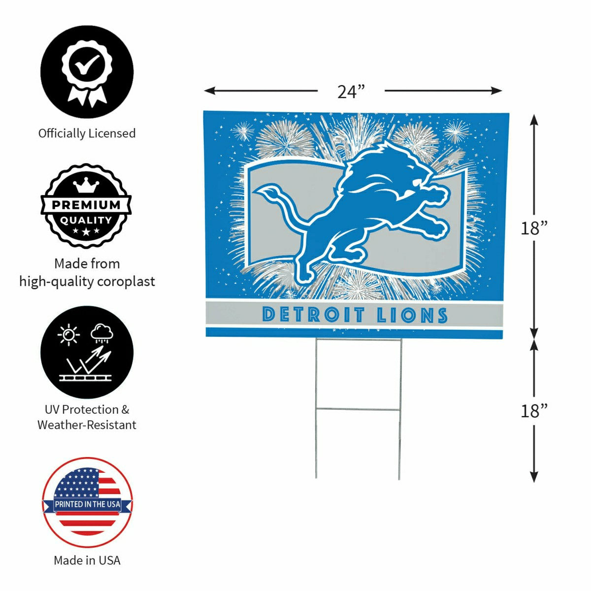 Detroit Lions Yard Sign, Patriotic - NFL Home