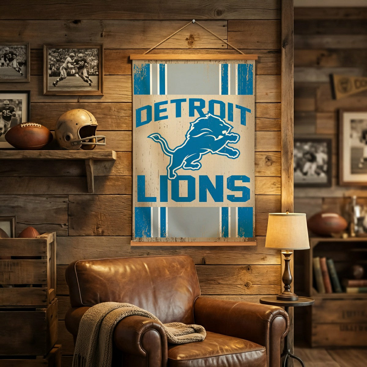 Detroit Lions, Canvas Wall Tapestry, Medium, 36x24 - NFL Home