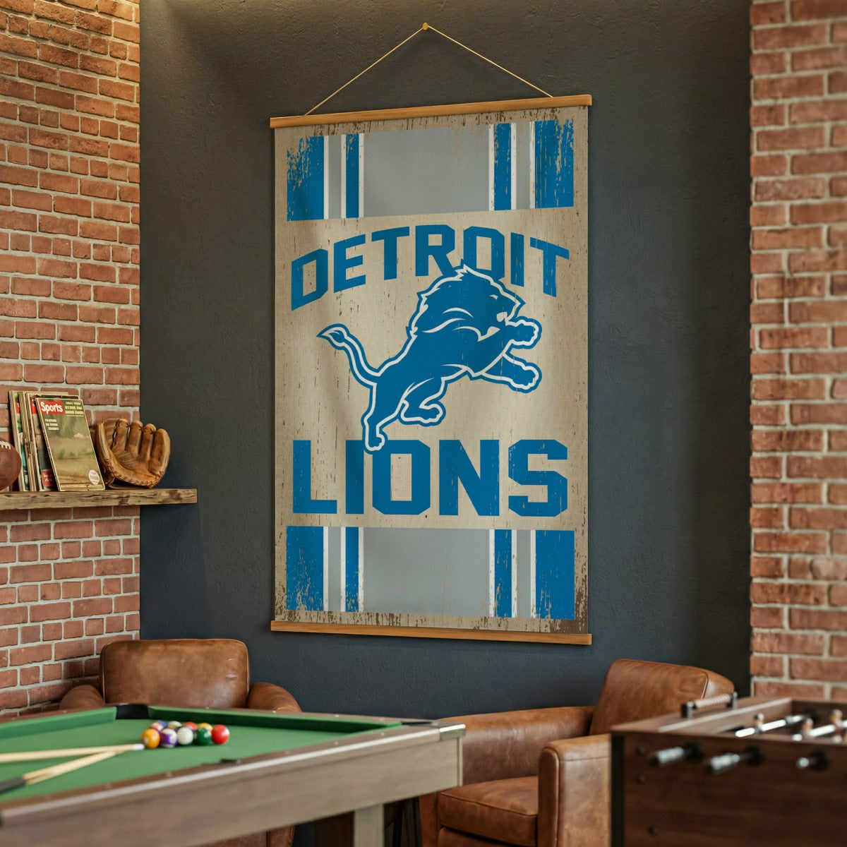 Detroit Lions, Canvas Wall Tapestry, Large, 54x36 - NFL Home